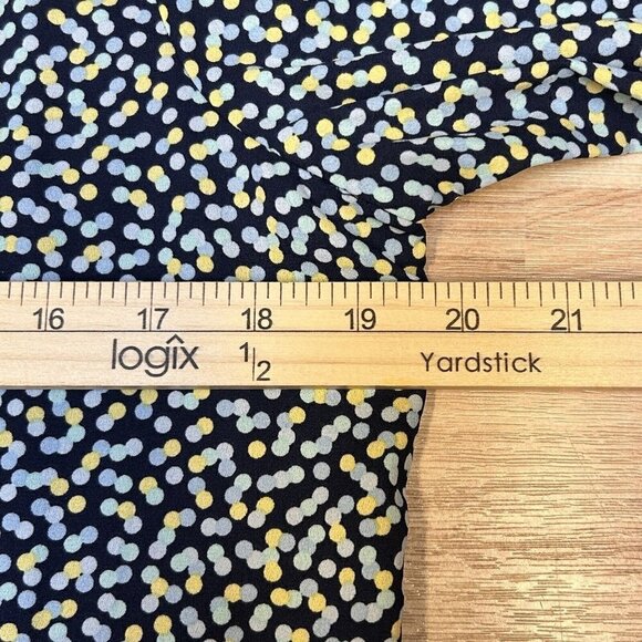 Charming Charlie Dress Womens Medium Shift Dress Blue Dots Roll Tab Sleeves - Picture 10 of 14